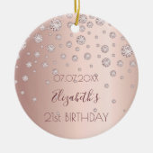 21e verjaardag roze goud diamanten glinsteren 21 keramisch ornament (Voorkant)
