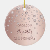 21e verjaardag roze goud diamanten glinsteren 21 keramisch ornament (Achterkant)