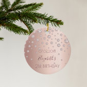 21e verjaardag roze goud diamanten glinsteren 21 keramisch ornament