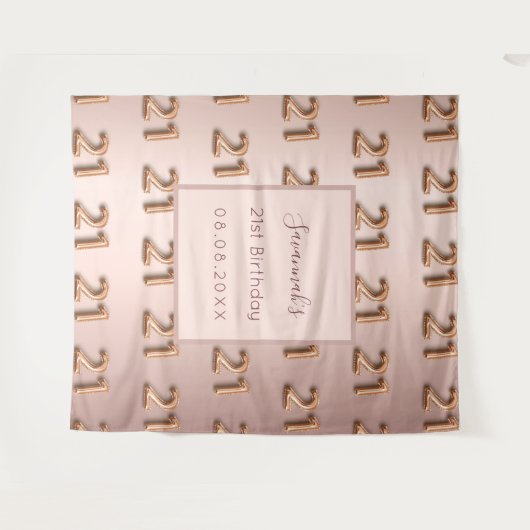 21e verjaardag roze goud roze naam wandkleed (Voorkant (horizontaal))