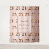 21e verjaardag roze goud roze naam wandkleed (Voorkant)