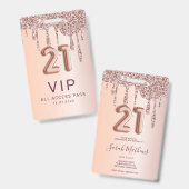 21e Verjaardag Roze Gouden Glitterdruppels  Badge (Voor- en achterkant)