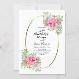 21e verjaardag Roze Gouden Partij Kaart