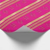 21e verjaardag roze goudpatroon cadeaupapier (Hoek)