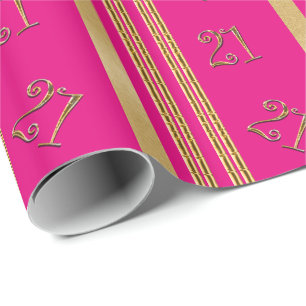 21e verjaardag roze goudpatroon cadeaupapier
