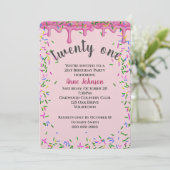 21e verjaardag roze ijsjes en strooisel kaart (Staand voorkant)