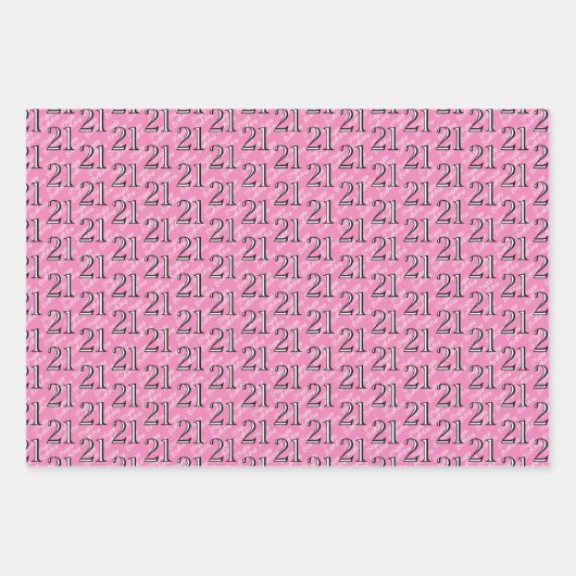 21e verjaardag Roze Inpakpapier Vel (Voorkant 3)