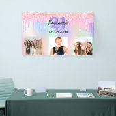 21e verjaardag roze paarse druppels foto welkom spandoek (Beurs)
