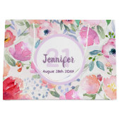 21e verjaardag roze paarse florale benaming elegan groot cadeauzakje (Voorkant)