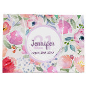 21e verjaardag roze paarse florale benaming elegan groot cadeauzakje (Achterkant)