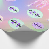 21e verjaardag roze paarse roos goud iriserend cadeaupapier (Hoek)