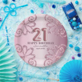 21e Verjaardag Roze Prinses Glitter Ballon Script Papieren Bordje (Feest)