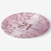 21e Verjaardag Roze Prinses Glitter Ballon Script Papieren Bordje (Gekanteld)