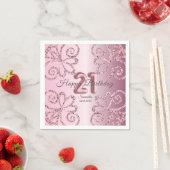 21e Verjaardag Roze Prinses Glitter Ballon Script Servet (Insitu)