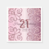 21e Verjaardag Roze Prinses Glitter Ballon Script Servet (Voorkant)