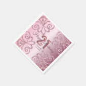 21e Verjaardag Roze Prinses Glitter Ballon Script Servet (Hoek)