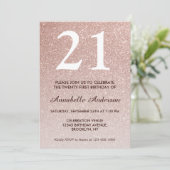 21e verjaardag Roze Rose Gold Glitter Sparkle Ombr Kaart (Staand voorkant)