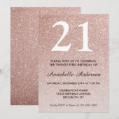 21e verjaardag Roze Rose Gold Glitter Sparkle Ombr Kaart (Voorkant / Achterkant)