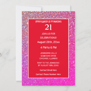 21e Verjaardag Roze Rose Goud Glitter Sinaasappel  Kaart