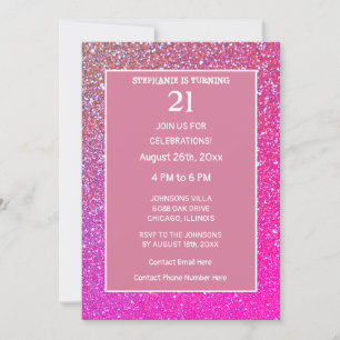 21e Verjaardag Roze Rose Gouden Glitter Sparkle Sc Kaart