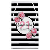 21e verjaardag roze rozen zwarte witte strepen naa klein cadeauzakje (Achterkant)