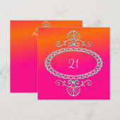 21e Verjaardag Roze Sinaasappel Tie Dye & Silver M Kaart (Voorkant / Achterkant)