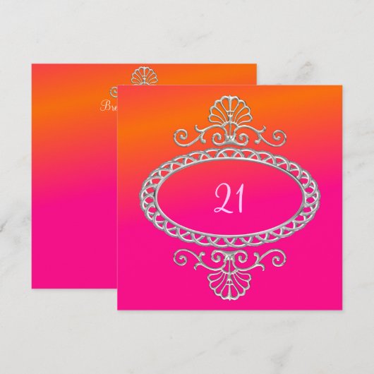 21e Verjaardag Roze Sinaasappel Tie Dye & Silver M Kaart (Voorkant / Achterkant)