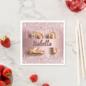 21e verjaardag roze stoffige roos glitter monogram servet (Insitu)