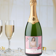 21e verjaardag roze witte strepen bloemfoto