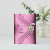 21e verjaardag Roze Zijde Zijderjuffrouw meisje Kaart (Staand voorkant)