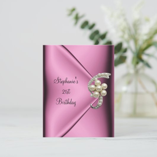 21e verjaardag Roze Zijde Zijderjuffrouw meisje Kaart (Staand voorkant)