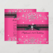 21e verjaardag Roze zwarte handdoek Kaart (Voorkant / Achterkant)