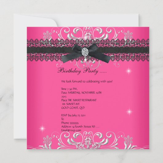 21e verjaardag Roze zwarte handdoek Kaart (Achterkant)