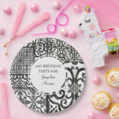 21e verjaardag RusticTile Pattern Black White Papieren Bordje (Feest)