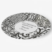 21e verjaardag RusticTile Pattern Black White Papieren Bordje (Gekanteld)
