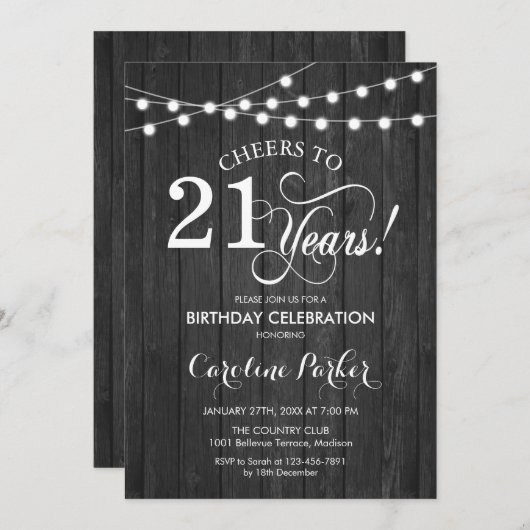 21e verjaardag - Rustiek grijs houten patroon Kaart (Voorkant / Achterkant)