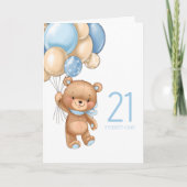 21e verjaardag schattige blauwe ballonjongen testk kaart (Voorkant)