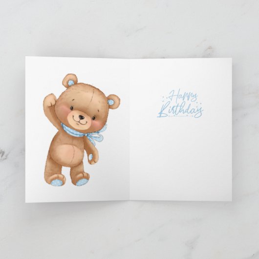 21e verjaardag schattige blauwe ballonjongen testk kaart (Binnen)