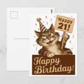21e verjaardag schattige grappige kat briefkaart (Voorkant / Achterkant)