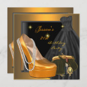 21e verjaardag Shoe Gold Oranje Black Kaart (Voorkant / Achterkant)