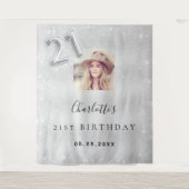 21e verjaardag Silver Foto welkom Wandkleed (Voorkant)