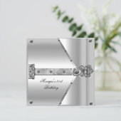 21e verjaardag Silver Metal Locks Hinges Kaart (Staand voorkant)