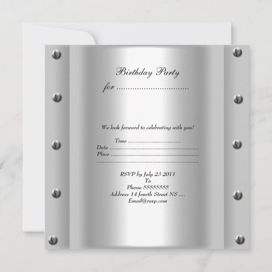 21e verjaardag Silver Metal Locks Hinges Kaart (Achterkant)