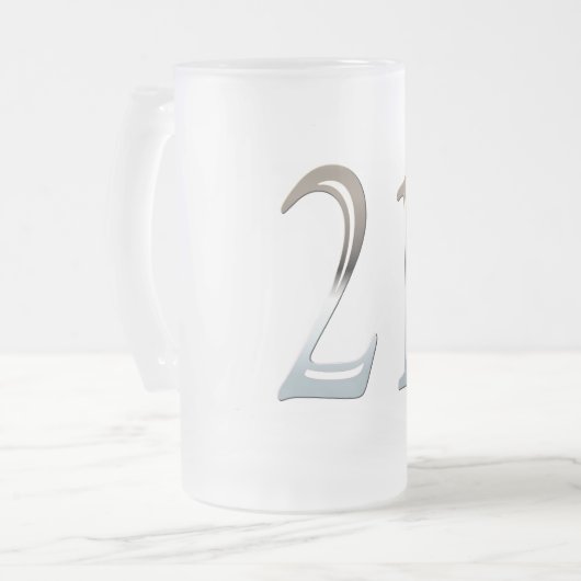 21e verjaardag Silver Number 21 Matglas Bierpul (Voorkant links)