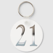 21e verjaardag Silver Number 21 Sleutelhanger (Voorkant)
