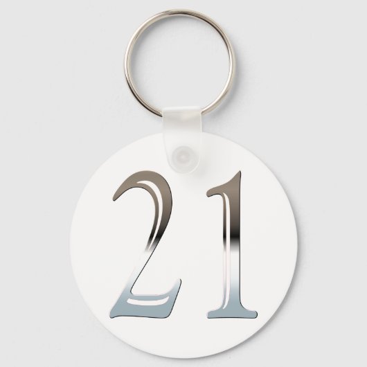 21e verjaardag Silver Number 21 Sleutelhanger (Voorkant)