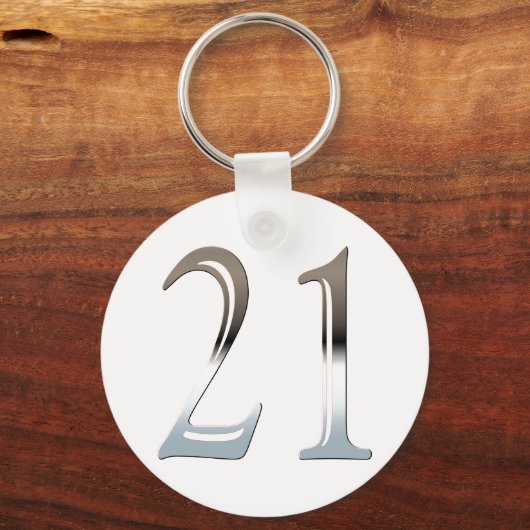 21e verjaardag Silver Number 21 Sleutelhanger (Voorkant)