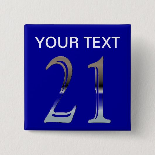 21e verjaardag Silver Number 21 Vierkante Button 5,1 Cm (Voorkant)