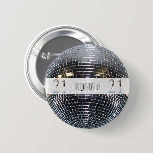 21e verjaardag Silver | Nummer 21 Ronde Button 5,7 Cm (Voorkant /achterkant)