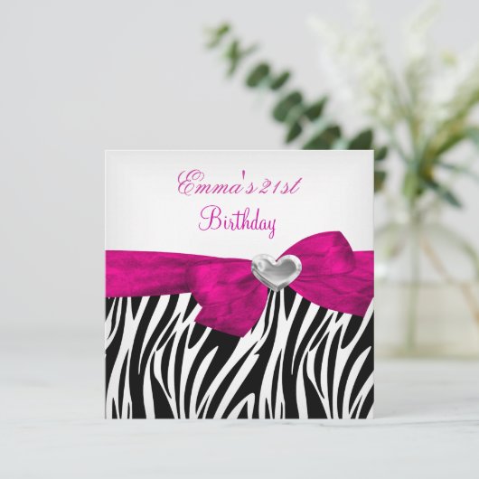 21e verjaardag Silver Pink Black Leopard 5 Kaart (Staand voorkant)